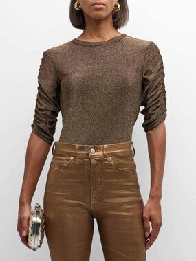 NWOT Veronica Beard Waldorf Top - Antique Gold Lurex size XS